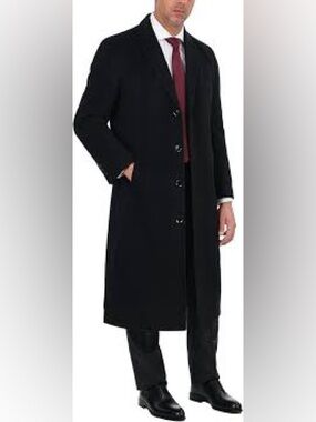 Vintage 100 percent Cashmere Black Men’s/Women’s Classic  Luxury Trench Coat